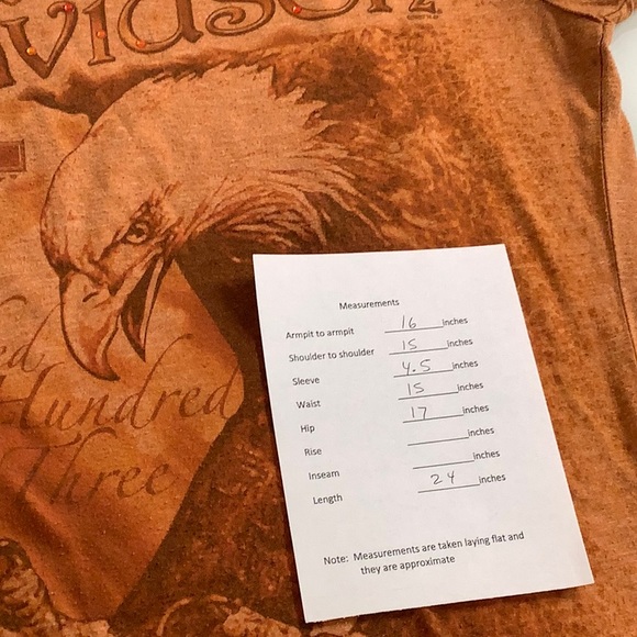 Harley Davidson Flying Eagle Crystal embellished SS t shirt size Medium - Picture 11 of 11